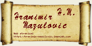 Hranimir Mazulović vizit kartica